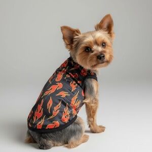 🎈Red Flame Biker Dog Tank Shirt
